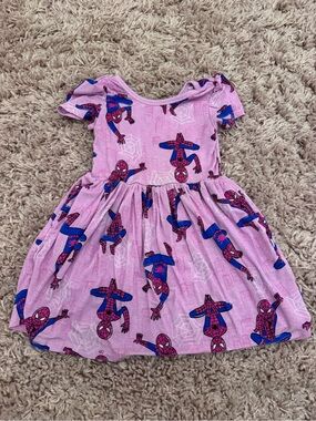 Little Sleepies Girls Pink Spider Superhero Print Dress 2T
